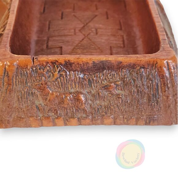 VTG ANCO Redwood Ashtray Cigarette Box Mid Century Resin Bakelite Kitschy - Picture 16 of 16